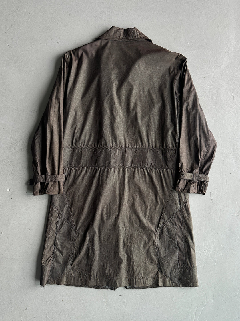 ISSEY MIYAKE - F/W 2002 METALLIC DOUBLE BREATSED TRENCH COAT