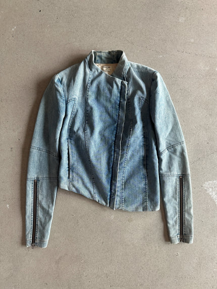 HELMUT LANG - 1990s DOUBLE ZIPPED ASYMMETRICAL DENIM JACKET