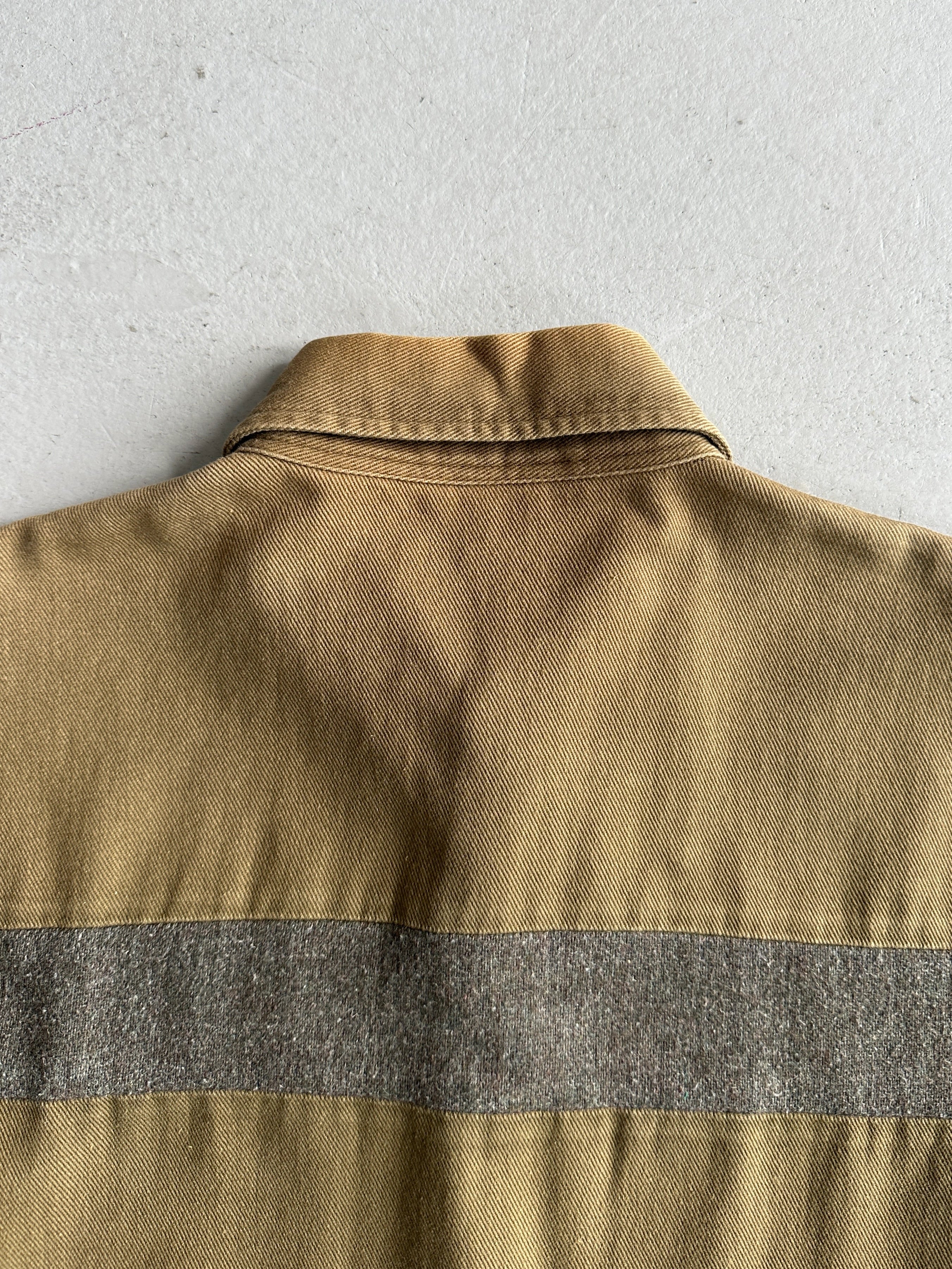 RYUICHIRO SHIMAZAKI - 1990s CONTRASTING WOOL BLOCK LONG SLEEVE SHIRT
