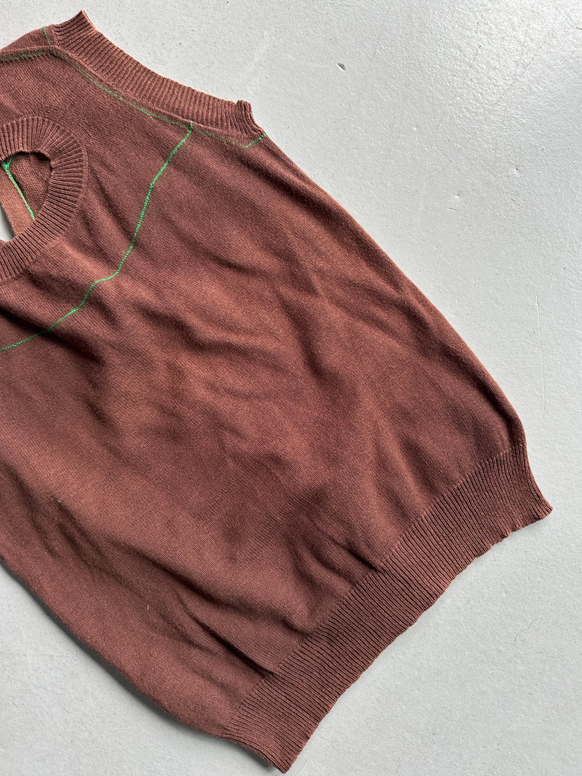 YOHJI YAMAMOTO Y's - S/S 2005 KNIT VEST TOP WITH CONTRASTING STITCHING