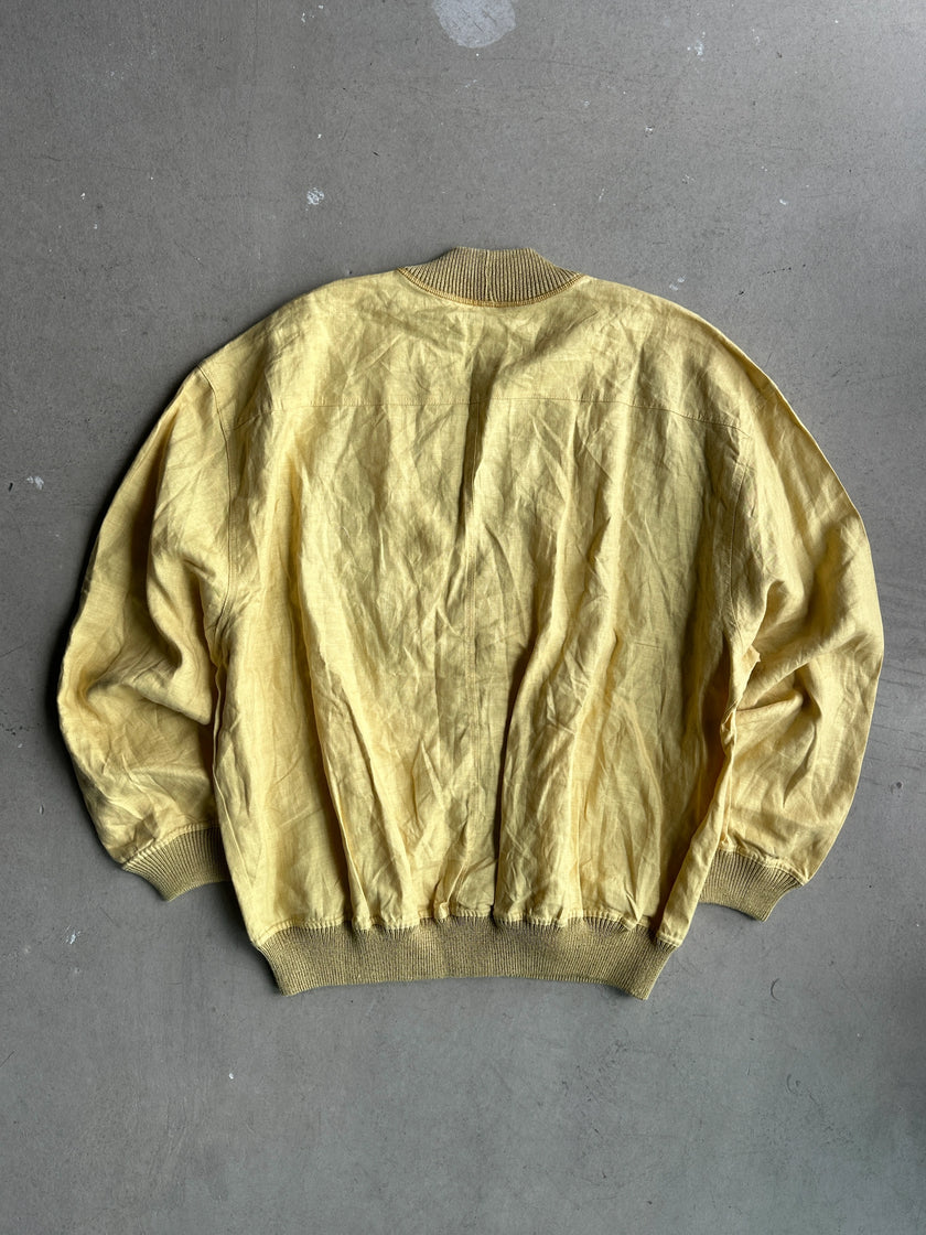 1980s LINEN CARDIGAN WITH KNITTED FRONT