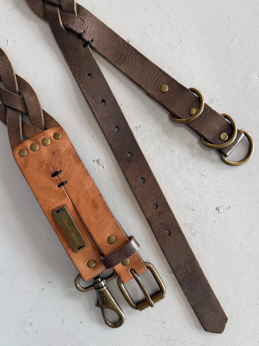 ARMANI JEANS - early 2000s BRAIDED LEATHER BELT