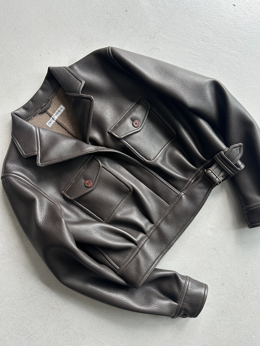 EMPORIO ARMANI - 1980s FAUX LEATHER CROPPED JACKET