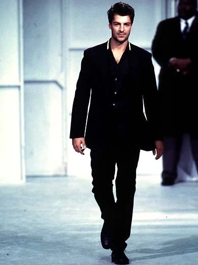 HELMUT LANG - S/S 1996 CONTRASTING COLLAR LONG SLEEVE SHIRT