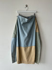 ISSEY MIYAKE HAI - 1980s PATCHWORK DENIM MAXI WRAP SKIRT