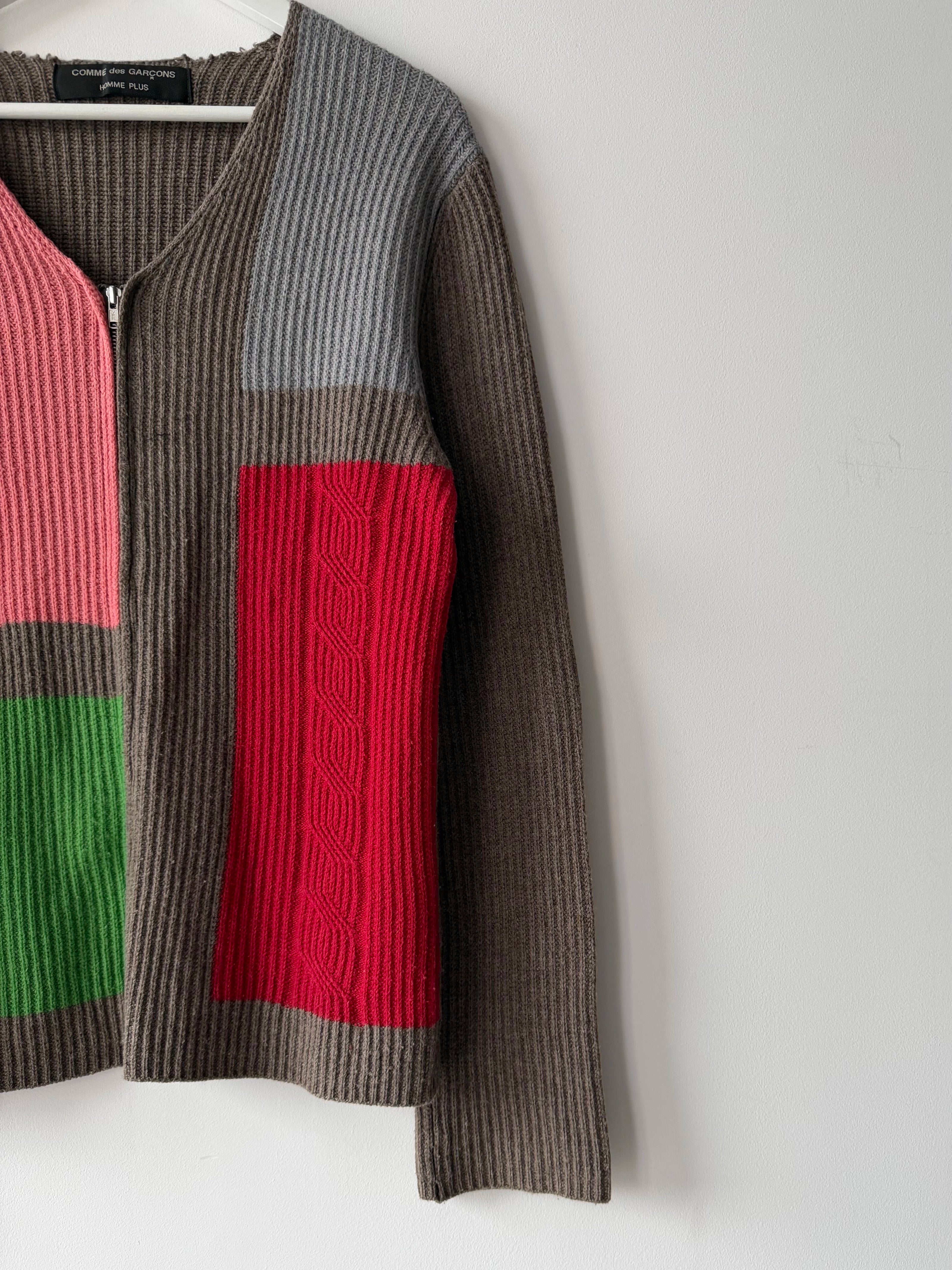 COMME DES GARÇONS - F/W 2000 COLOUR BLOCK ZIPPED KNIT CARDIGAN