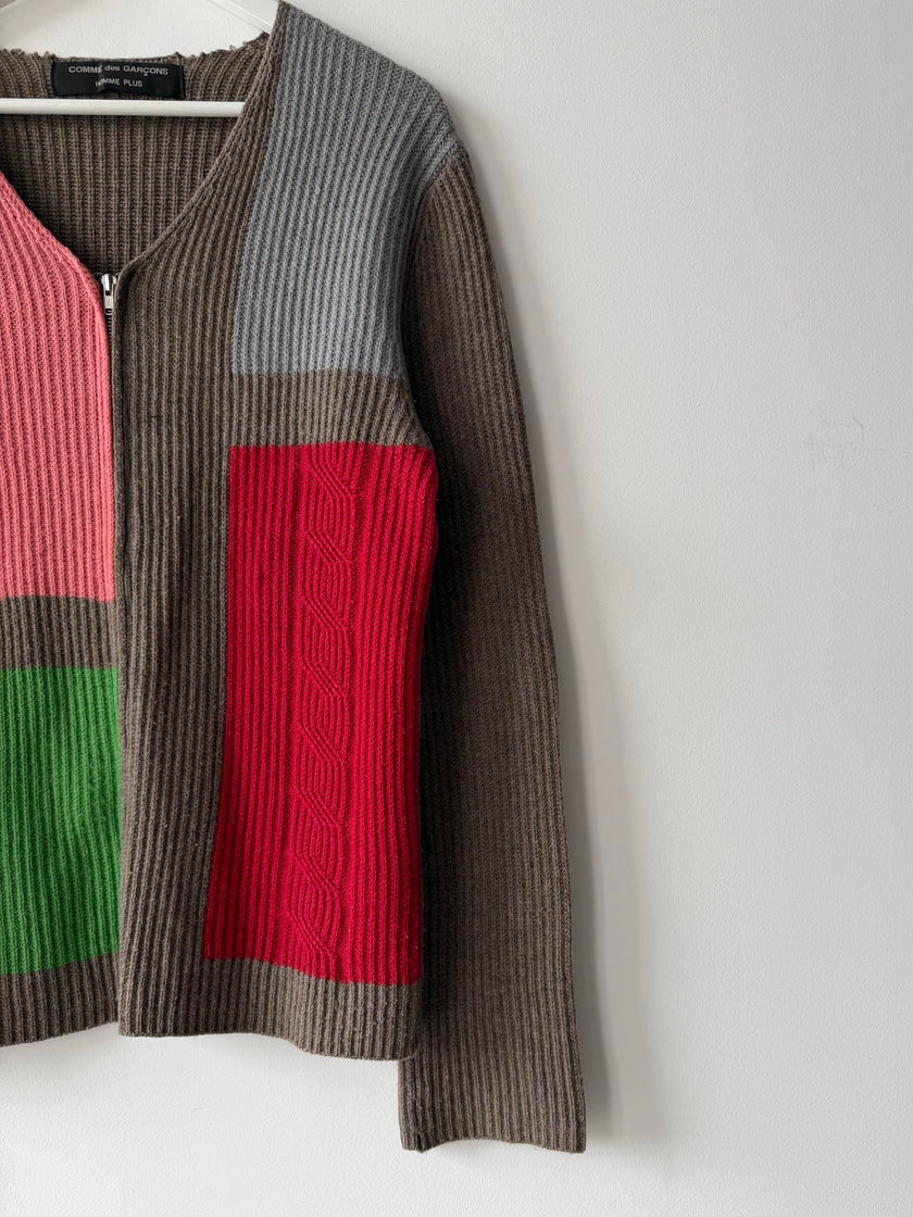 COMME DES GARÇONS - F/W 2000 COLOUR BLOCK ZIPPED KNIT CARDIGAN