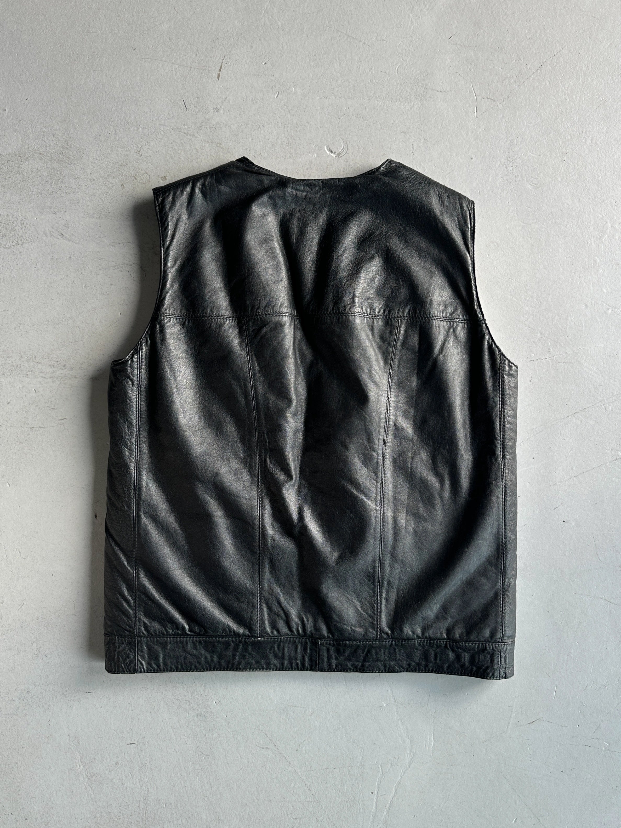 1990s REAL SHEARLING LEATHER VEST GILET JACKET