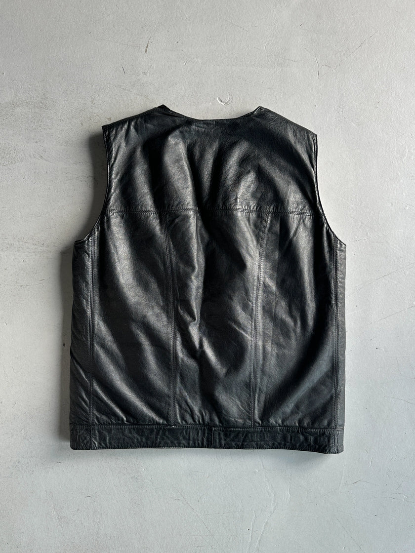 1990s REAL SHEARLING LEATHER VEST GILET JACKET