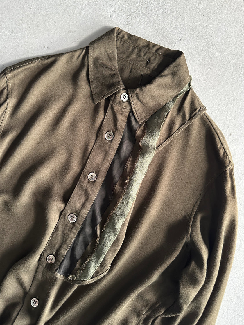 YOHJI YAMAMOTO Y'S - S/S 2001 ASYMMETRICAL SHIRT WITH DETACHABLE DETAIL AT COLLAR