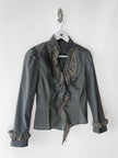 HIROKO KOSHINO - late 1990s PINSTRIPED BLOUSE WITH CASCADING RUFFLE DETAIL