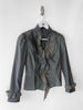 HIROKO KOSHINO - late 1990s PINSTRIPED BLOUSE WITH CASCADING RUFFLE DETAIL