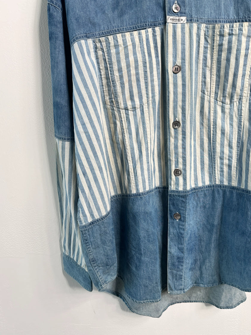 MARITHÉ + FRANÇOIS GIRBAUD - 1990s STONE WASHED HOODED DENIM SHACKET
