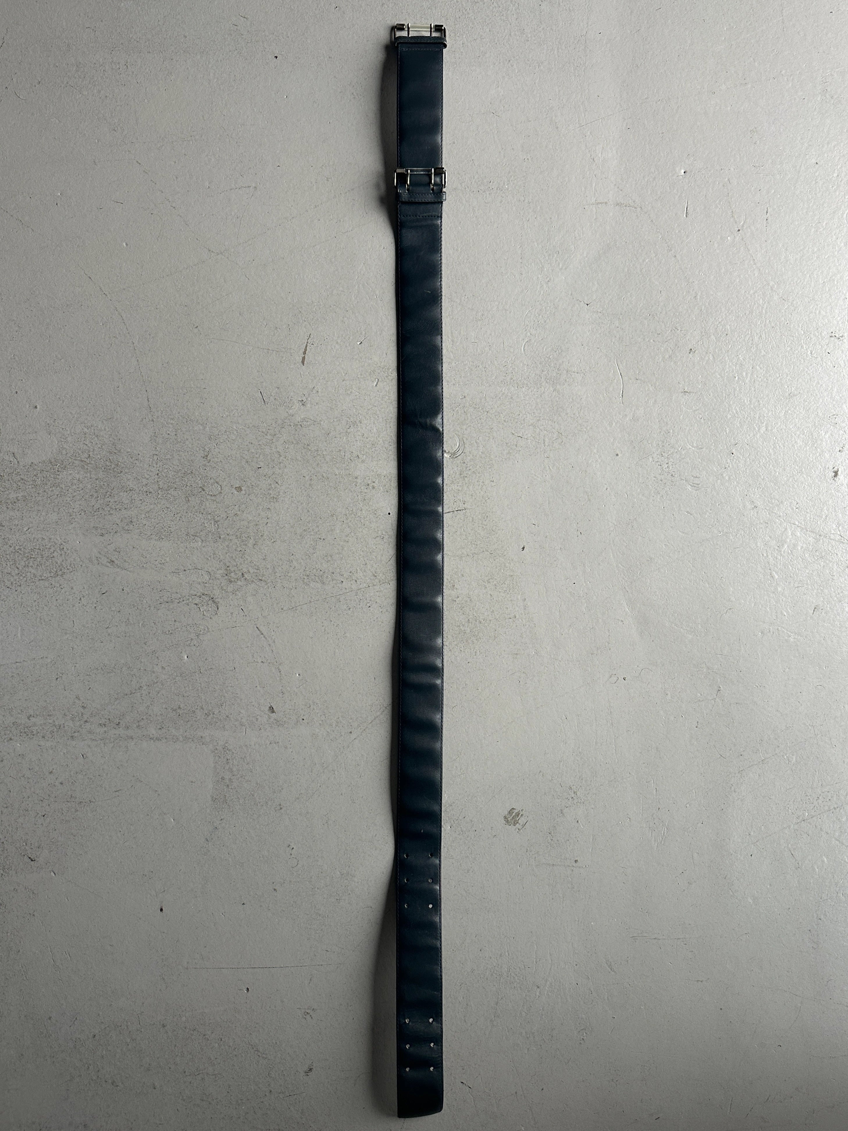 GIANNI VERSACE - 1980s DOUBLE BUCKLE LEATHER BELT