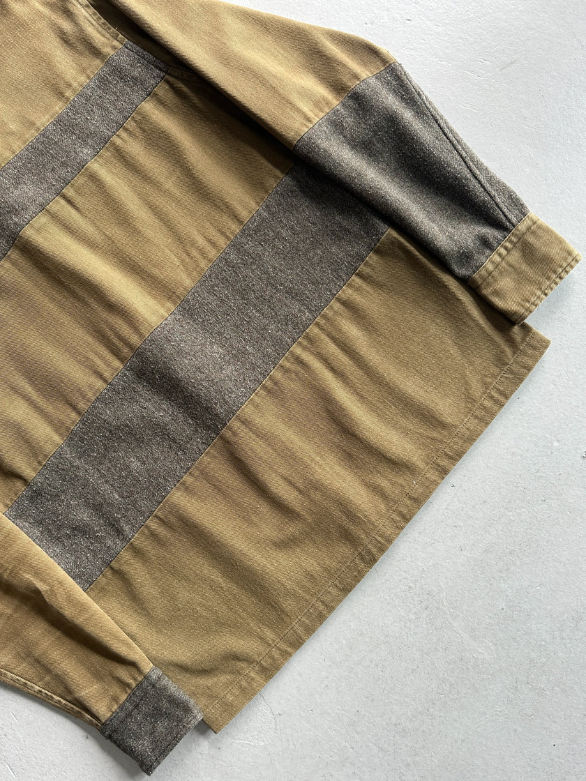 RYUICHIRO SHIMAZAKI - 1990s CONTRASTING WOOL BLOCK LONG SLEEVE SHIRT