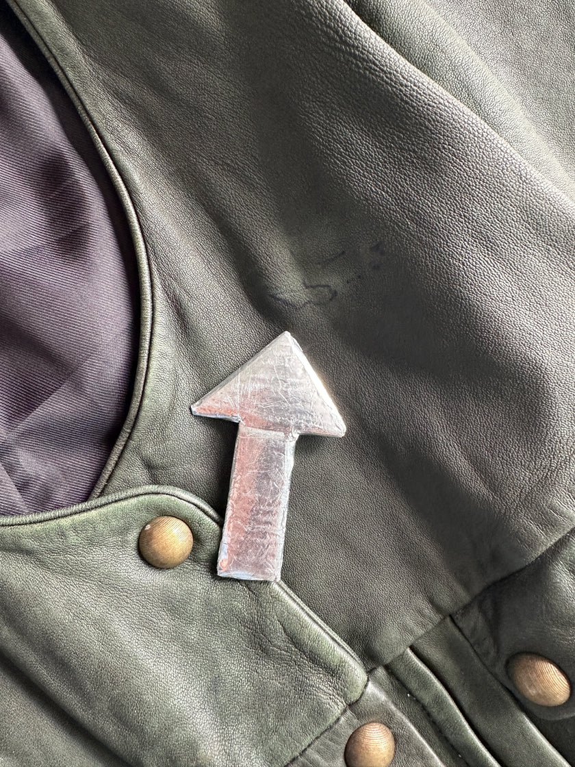 KENZO - 1990s SCOOP NECKLINE LEATHER JACKET