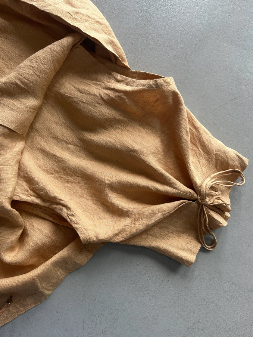 ISSEY MIYAKE - 1990s CROP FIT LINEN CAPE BLOUSE