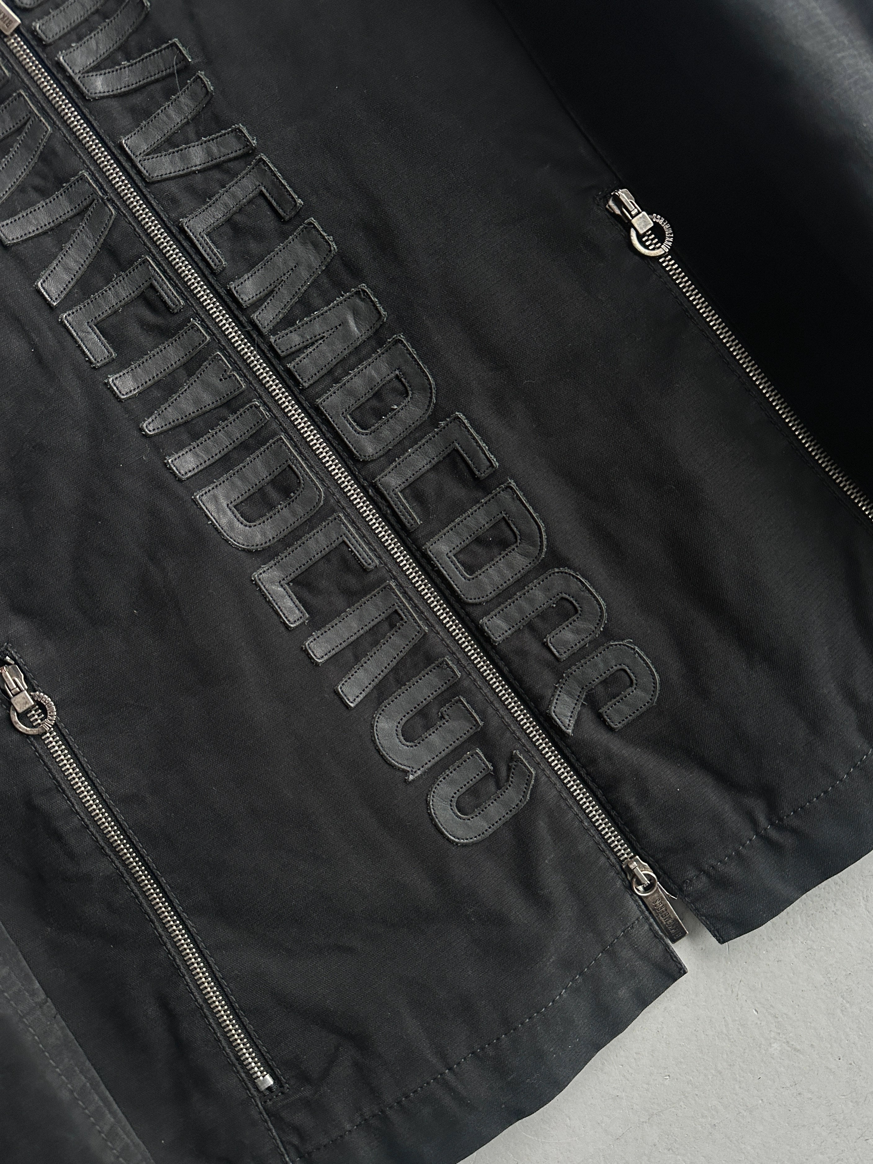 BIKKEMBERGS - A/W 2006 PADDED JACKET WITH LEATHER FRONT LOGO LETTERING