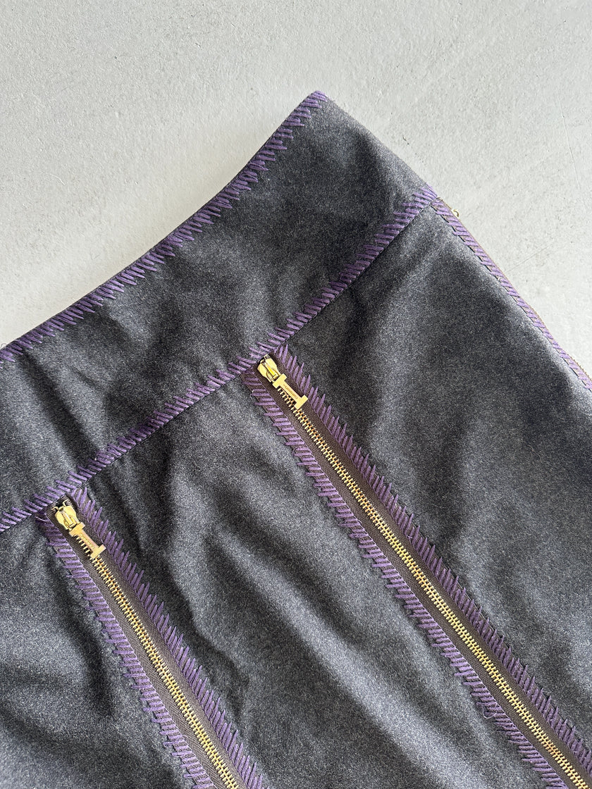ICEBERG - 1990s MULTI ZIP MIDI SKIRT