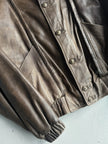 ITALIAN LABEL 1980s LAYERED LEATHER JACKET WITH REMOVABLE HOOD PANEL
