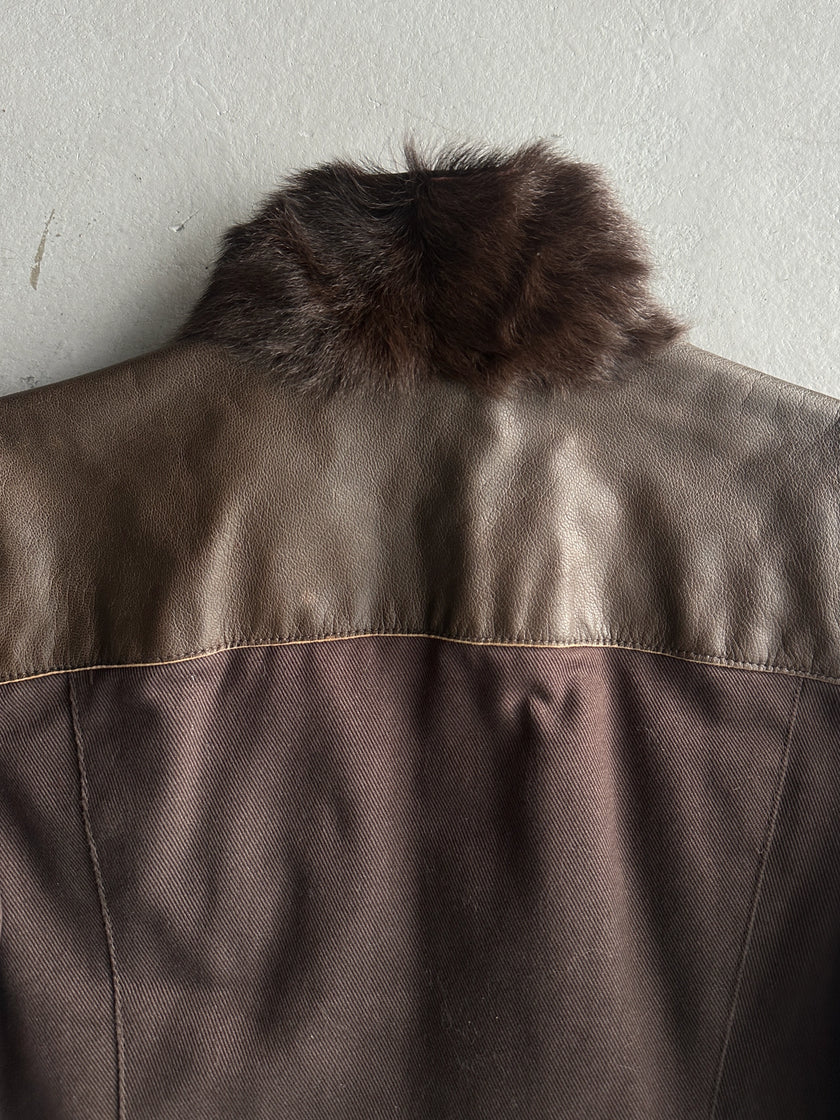 ICEBERG - early 2000s BELTED JACKET WITH FUR COLLAR AND CUFFS