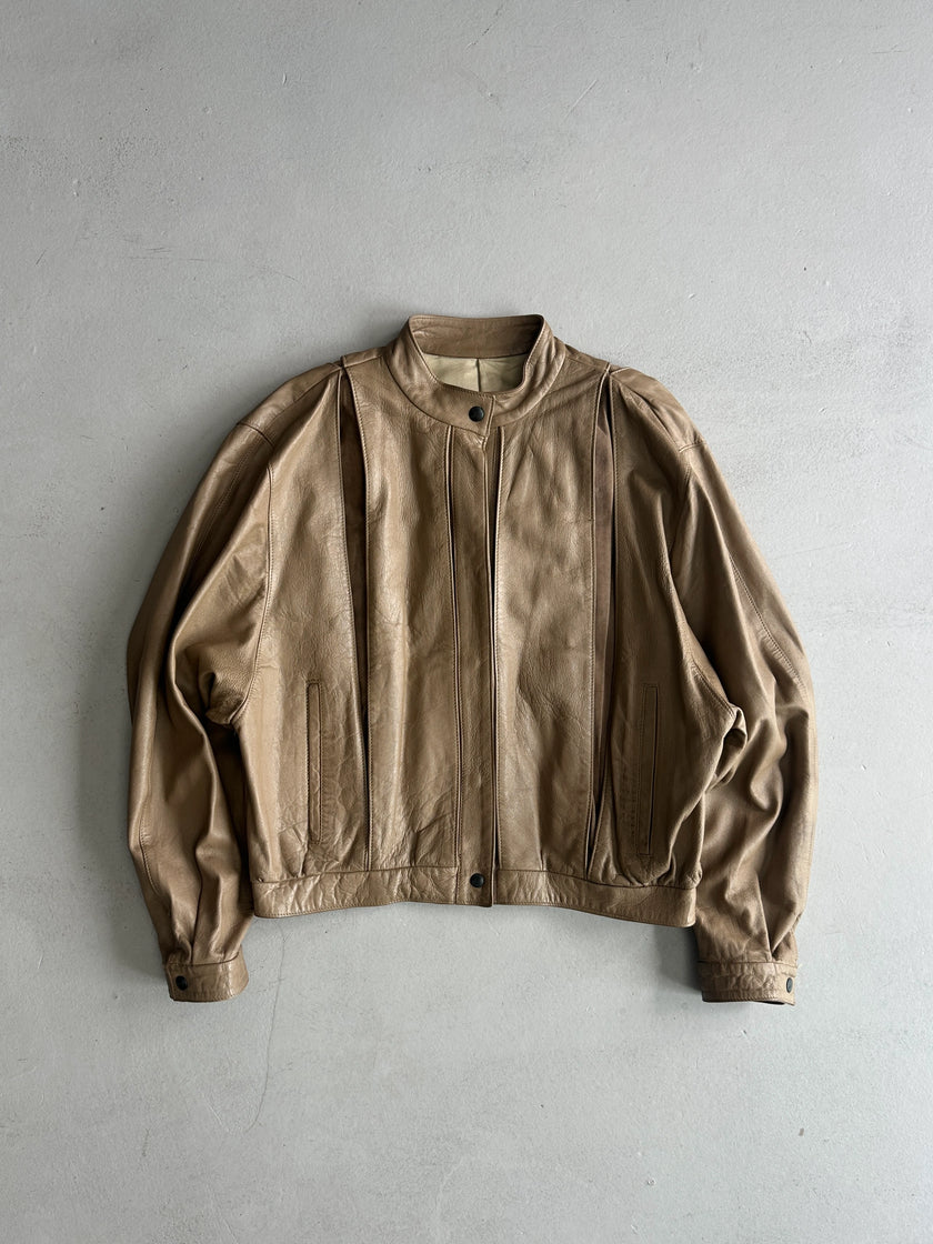 1980s BOXY FIT LEATHER PANELED JACKET