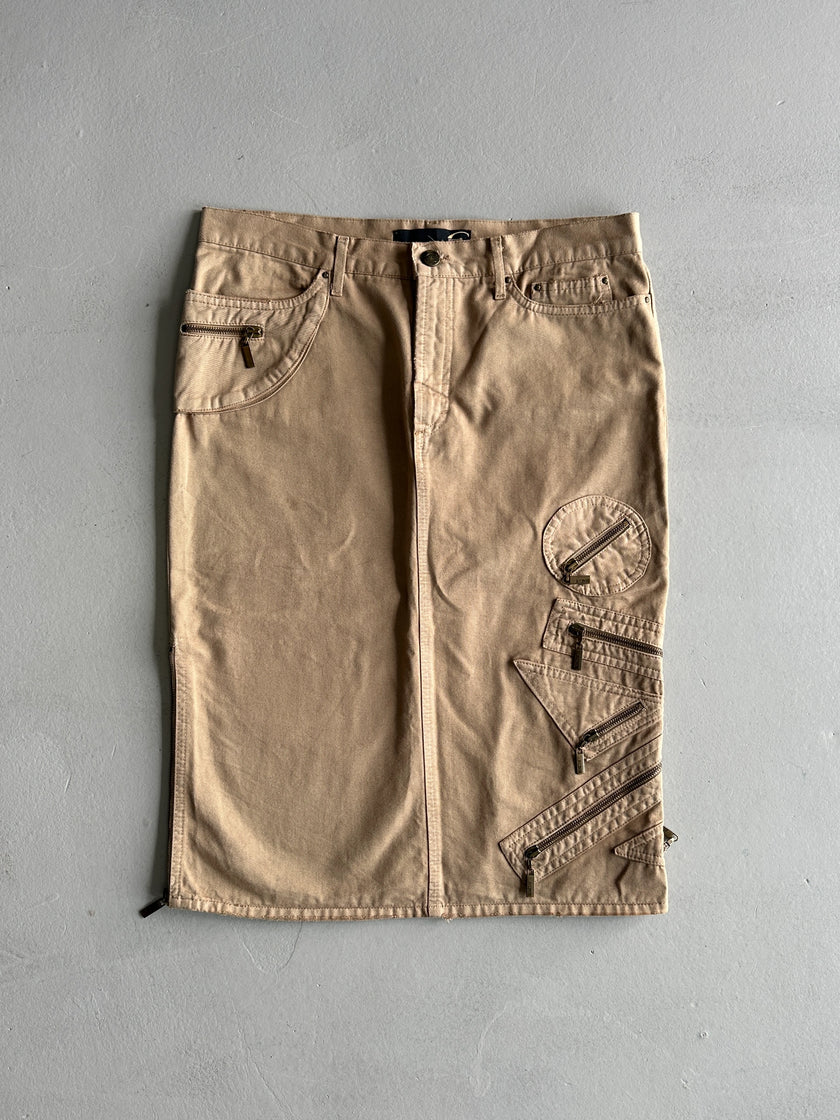 JUST CAVALLI - 2000s MULTI ZIP MIDI SKIRT