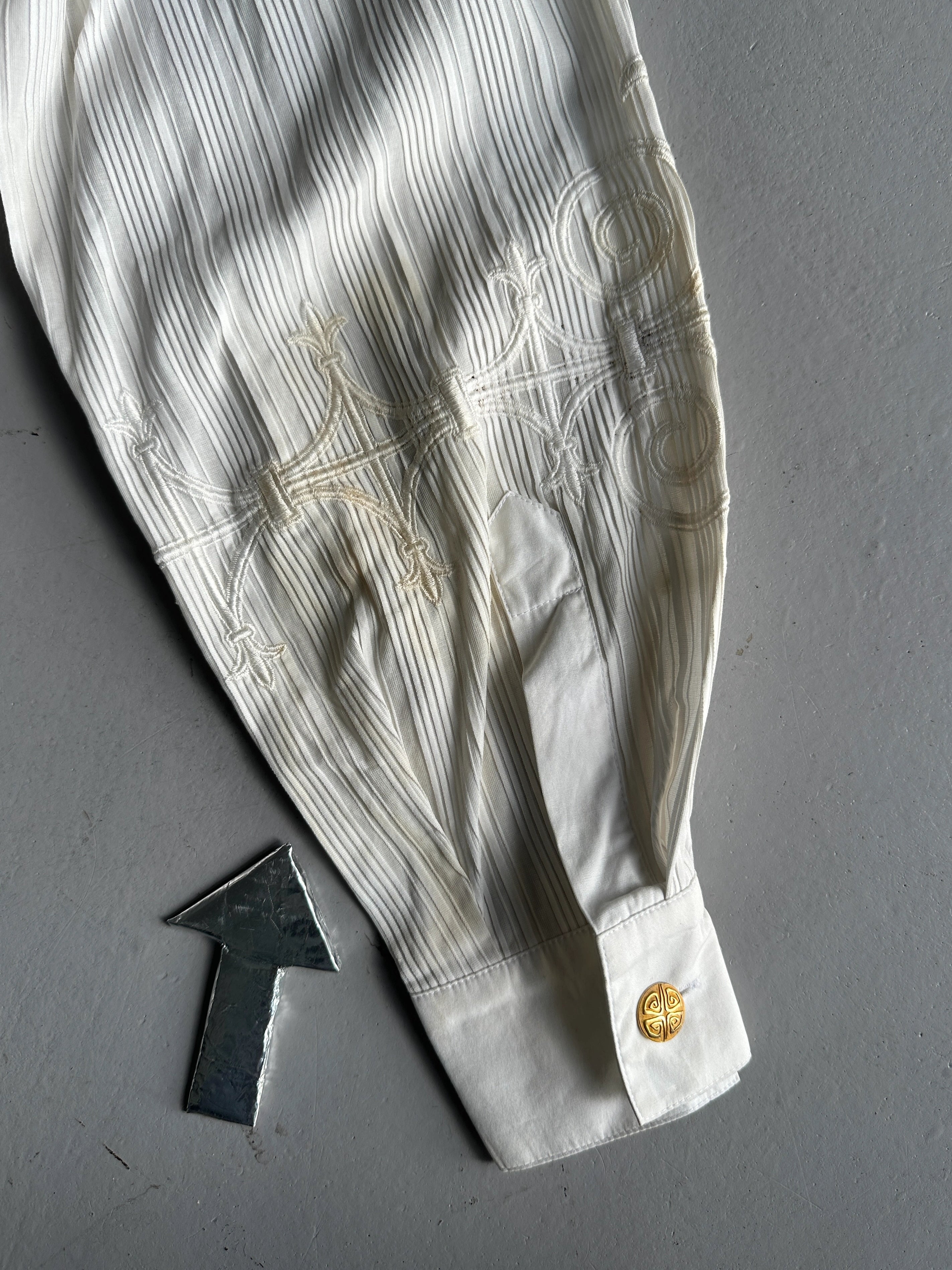ESCADA - 1980s EMBROIDERED PLEATED BLOUSE