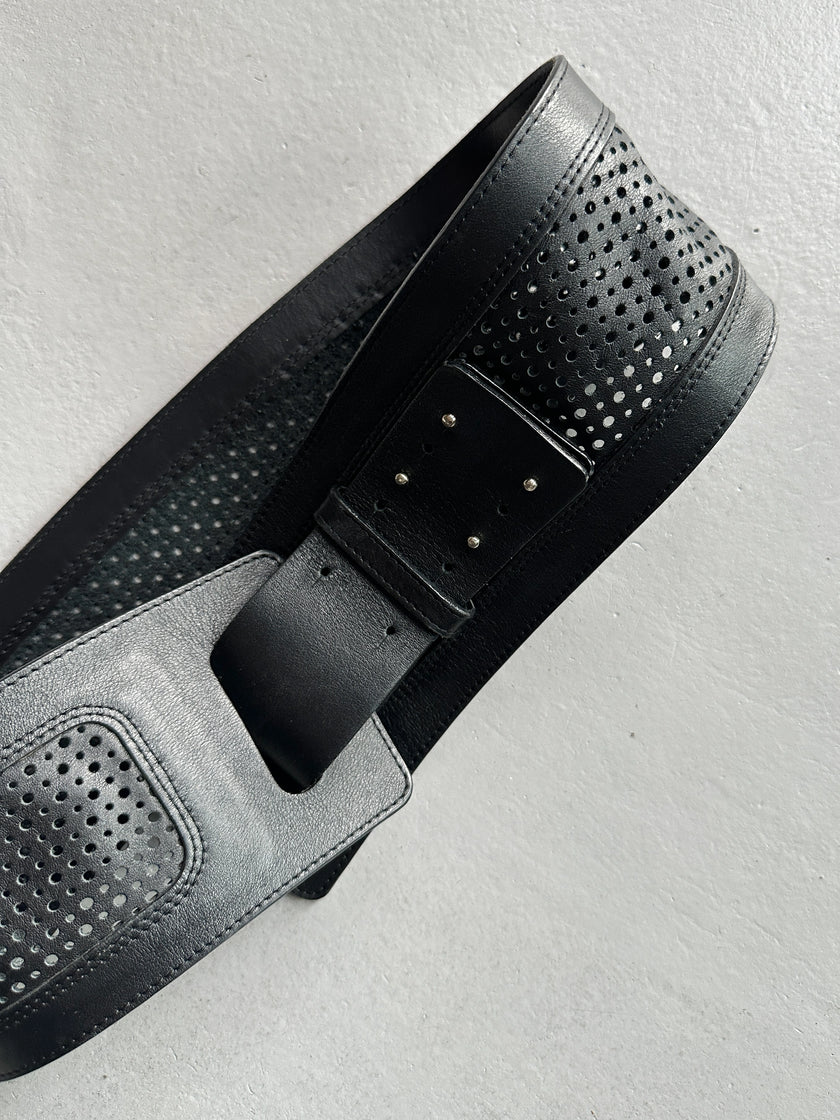 EMPORIO ARMANI - 1990s WIDE WAIST LEATHER BELT