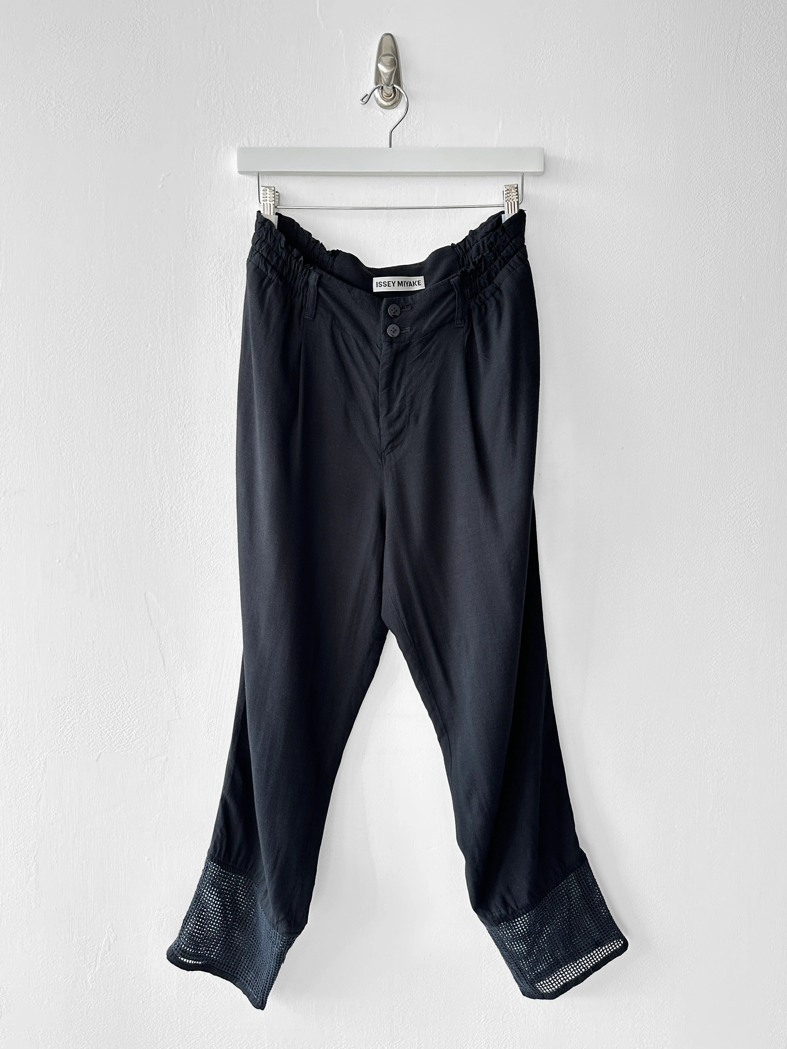 ISSEY MIYAKE - S/S 2014 RELAXED TROUSERS WITH GRID MESH PANELS