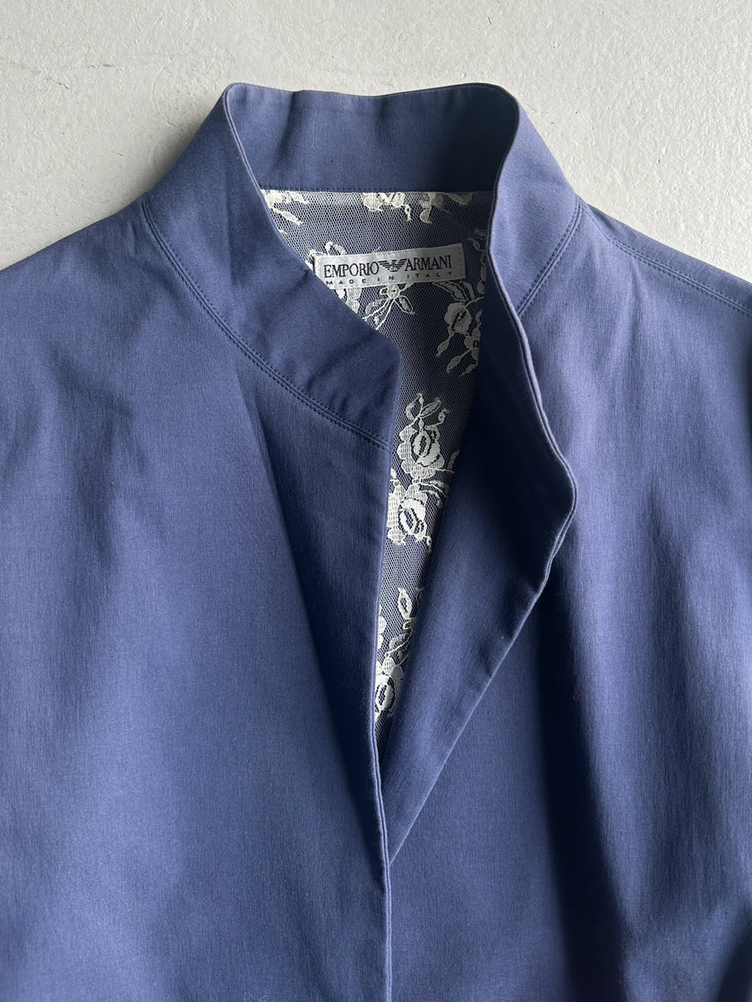 EMPORIO ARMANI - 1980s BLAZER WITH CONTRASTING PINK LACE SIDE CLOSURE