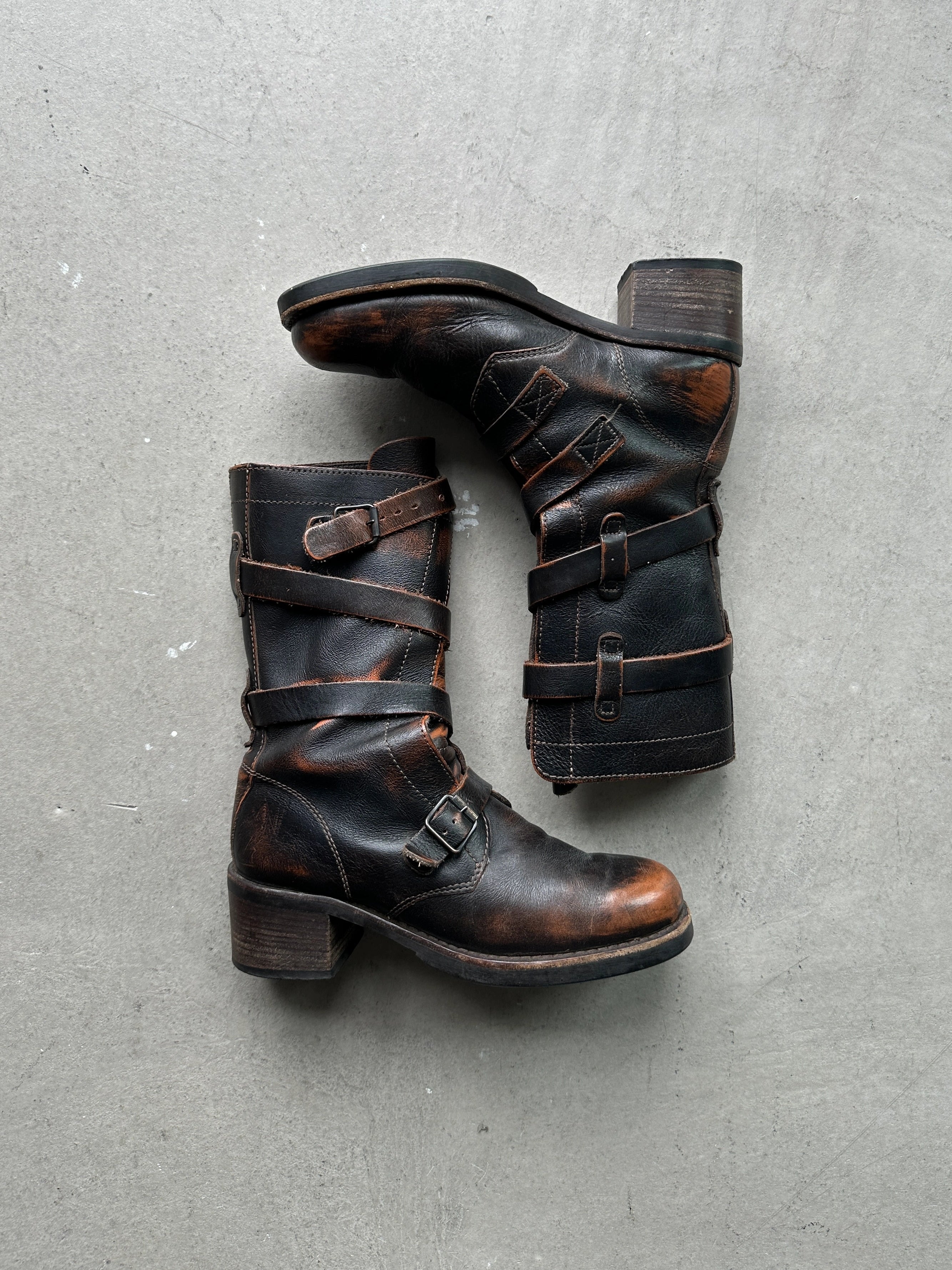 AKETOHN - 1990s SQUARE TOE LEATHER BOOTS