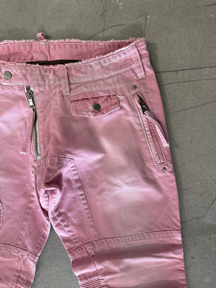 DSQUARED2 - ARCHIVE S/S 2004 HOLY GRAIL 46 PINK DIGGIDDY BIKER JEANS TROUSERS