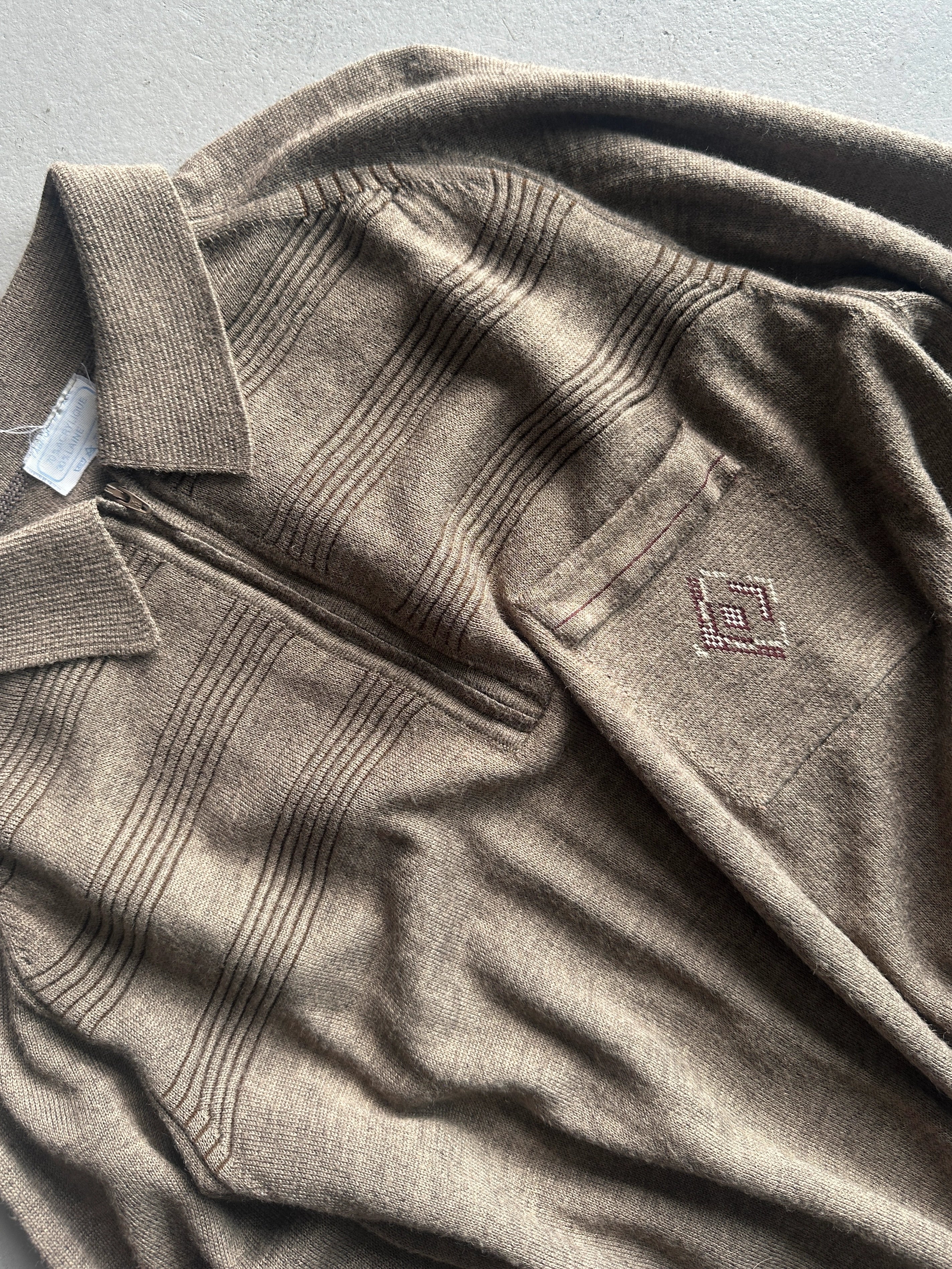 1980s LONG SLEEVE POLO KNIT TOP