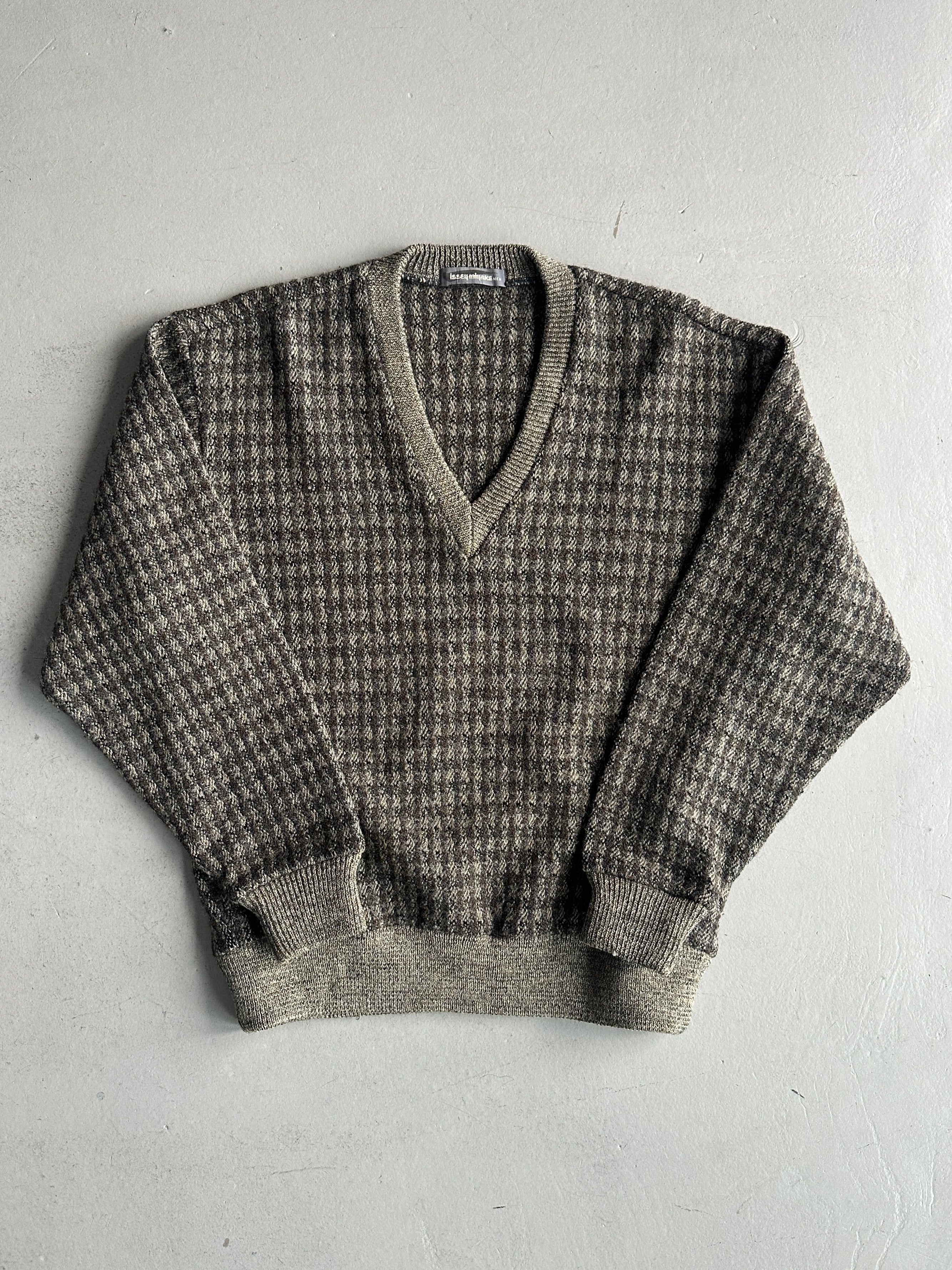 ISSEY MIYAKE - 1980s V NECK CHUNKY KNIT BOXY FIT JUMPER