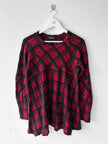 ZUCCA - early 2000s PLAID LONG SLEEVE TOP WITH FLARED HEM