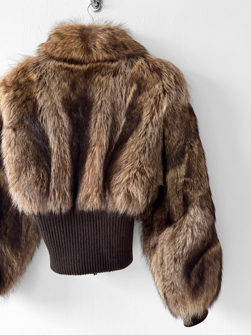 EMANUEL UNGARO by PETER DUNDAS  - F/W 2006 MARMOT FUR JACKET WITH CASHMERE RIBBED KNIT WAISTBAND