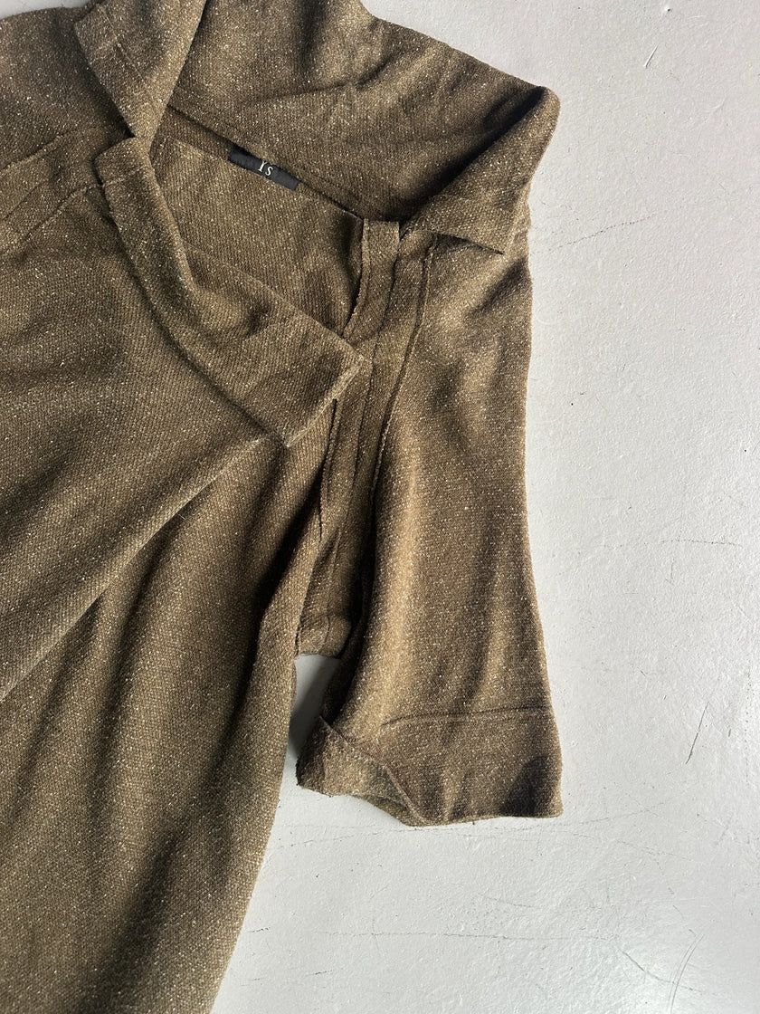 YOHJI YAMAMOTO Y's - A/W 2017 SHORT SLEEVE DRESS WITH FRONT PLEAT