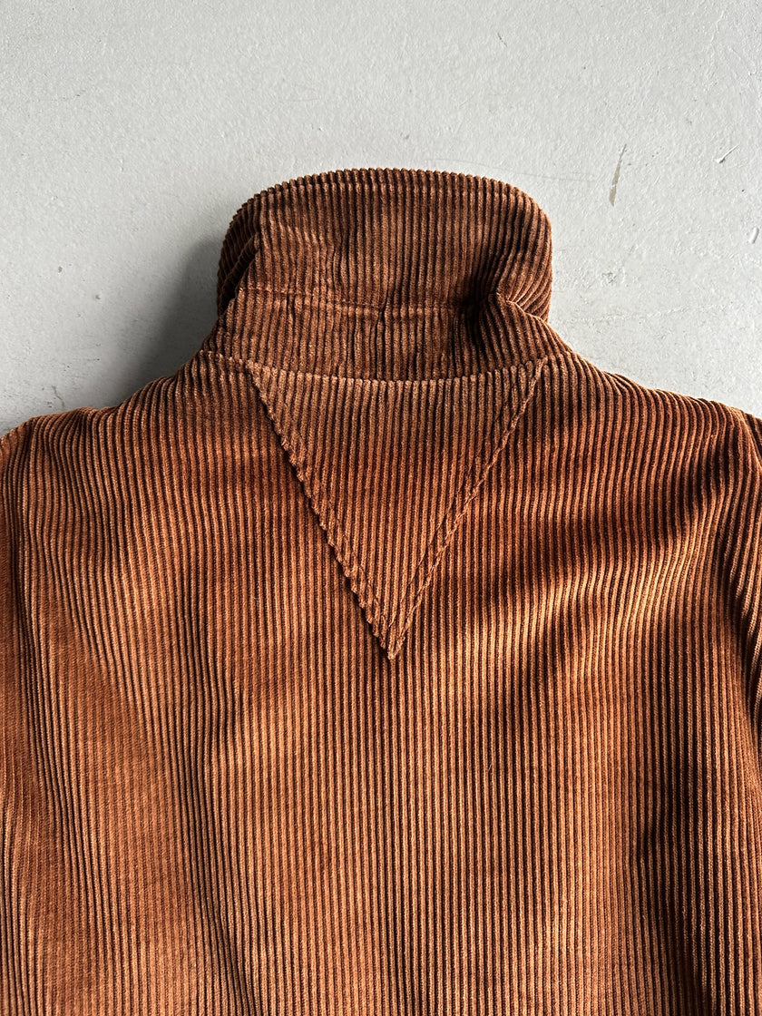ITALIAN LABEL 1980s PANELED CORDUROY BOMBER JACKET WITH CONTRASTING SLEEVE