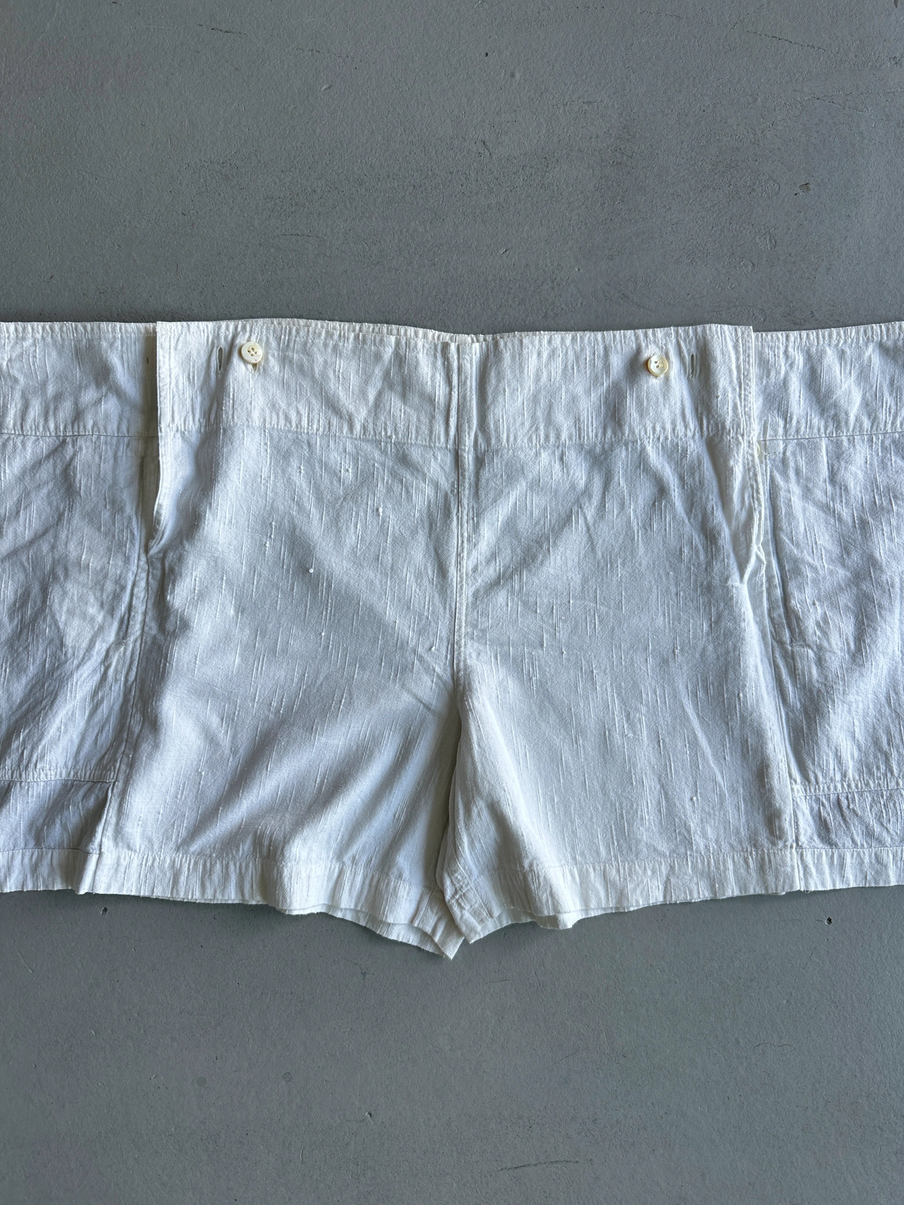 PLANTATION ISSEY MIYAKE - 1990s WRAP STYLE LINEN SHORTS