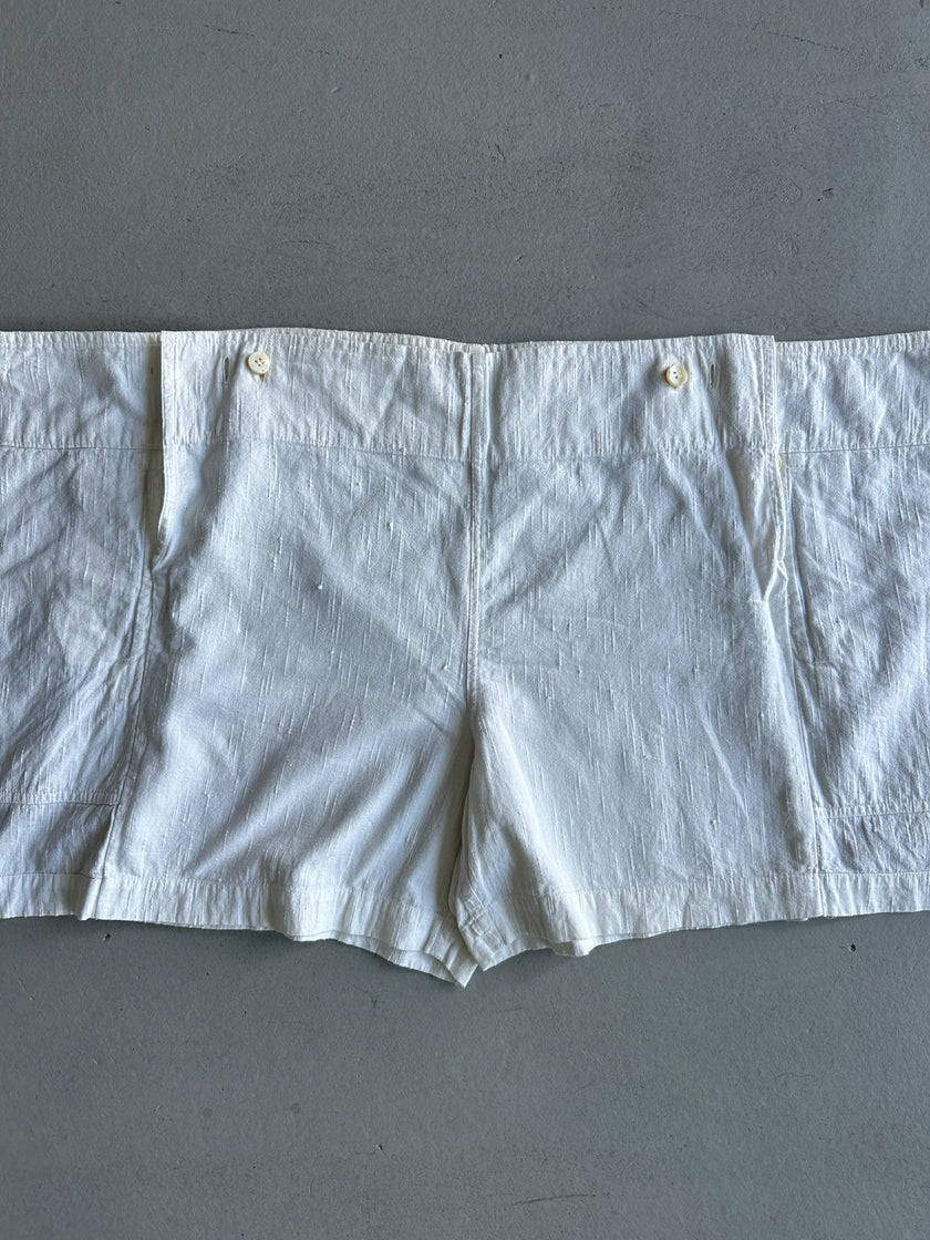 PLANTATION ISSEY MIYAKE - 1990s WRAP STYLE LINEN SHORTS