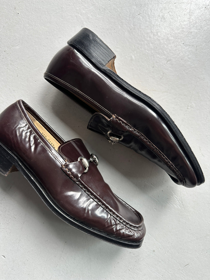 GUCCI - 1980s SQUARE TOE HORSEBIT LOAFERS