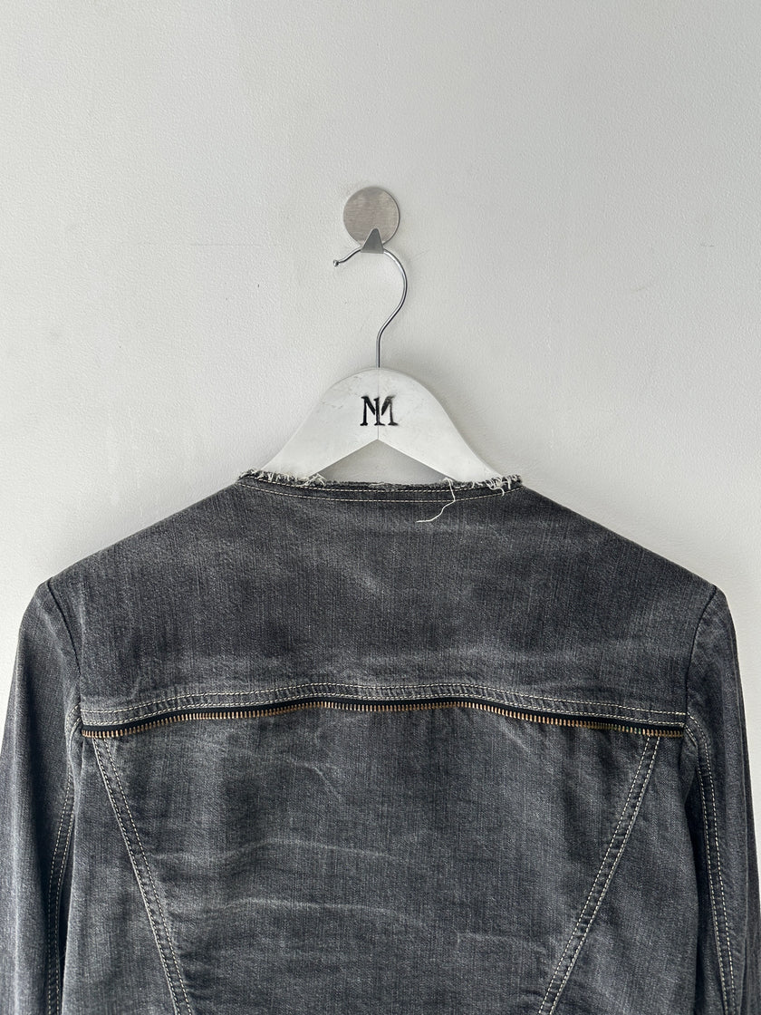 GIANFRANCO FERRÉ - early 2000s CROP FIT DENIM JACKET WITH EXPOSED ZIP DETAILS