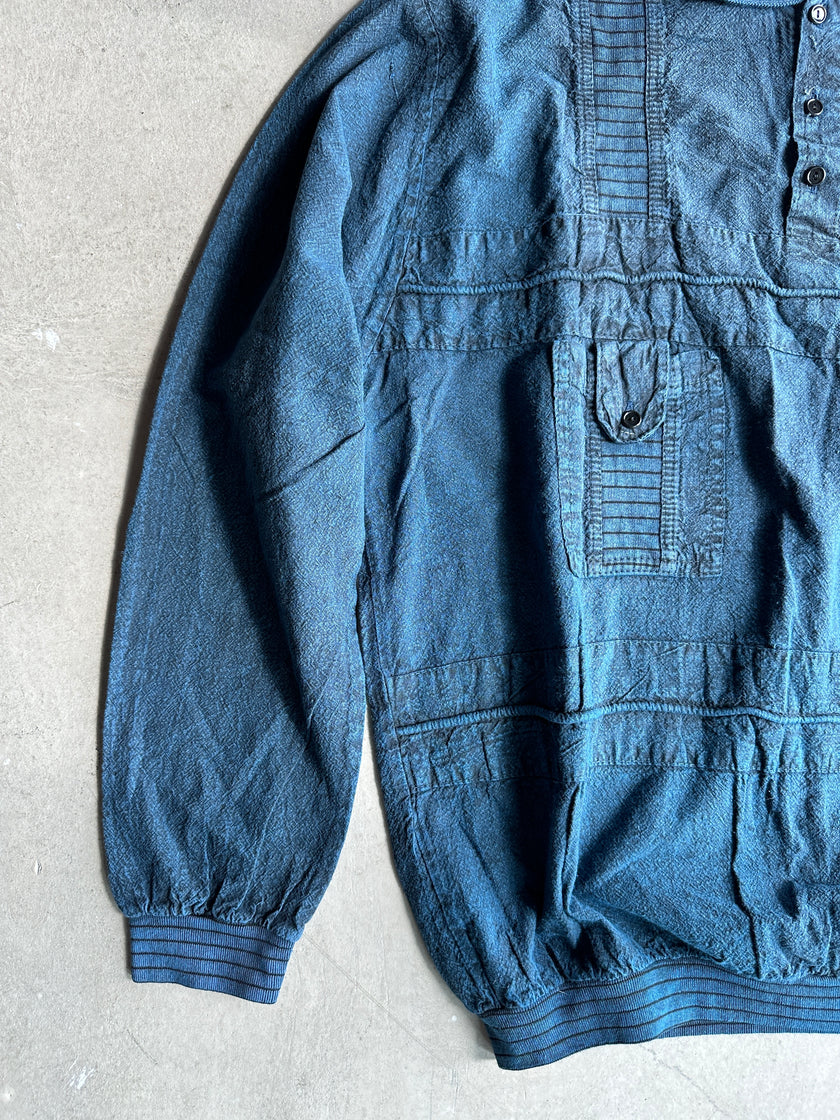 1980s DENIM LOOK POLO SWEATER