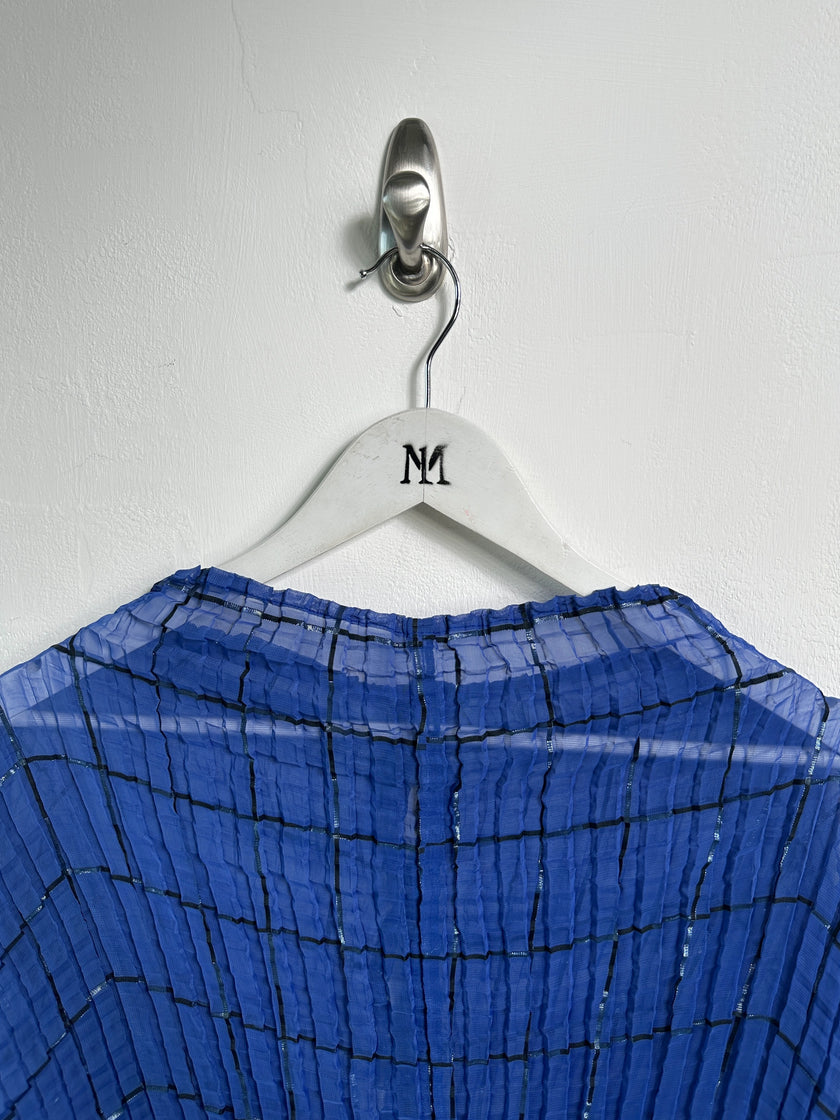 ISSEY MIYAKE - S/S 2001 SHEER PLEATED BUTTONED BLOUSE
