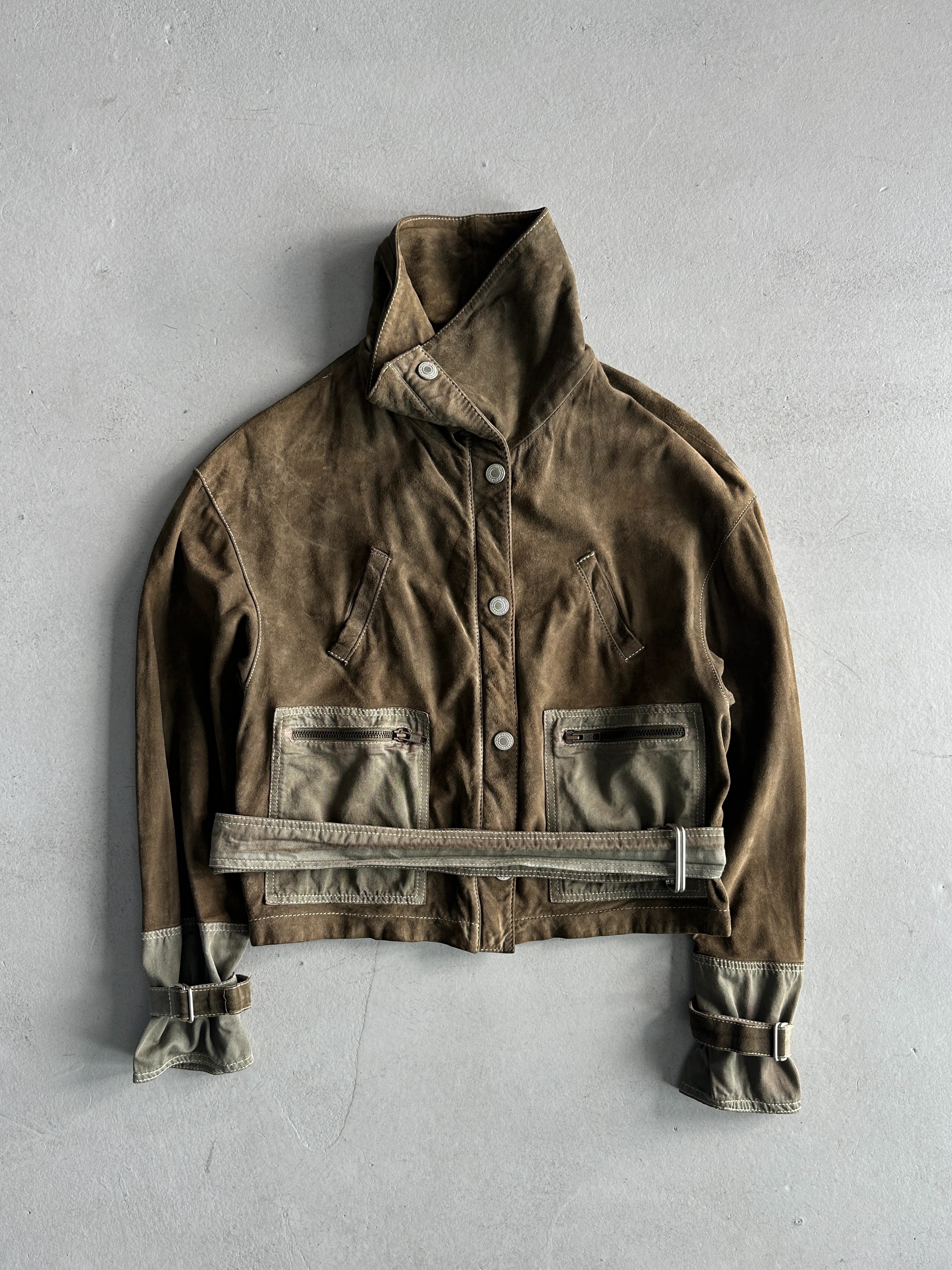 1990s CROP FIT BELTED SUEDE JACKET