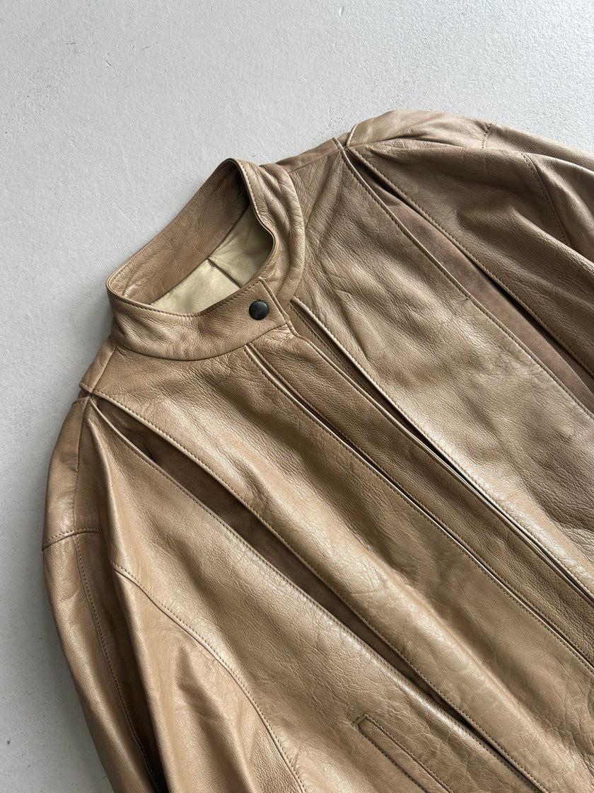 1980s BOXY FIT LEATHER PANELED JACKET