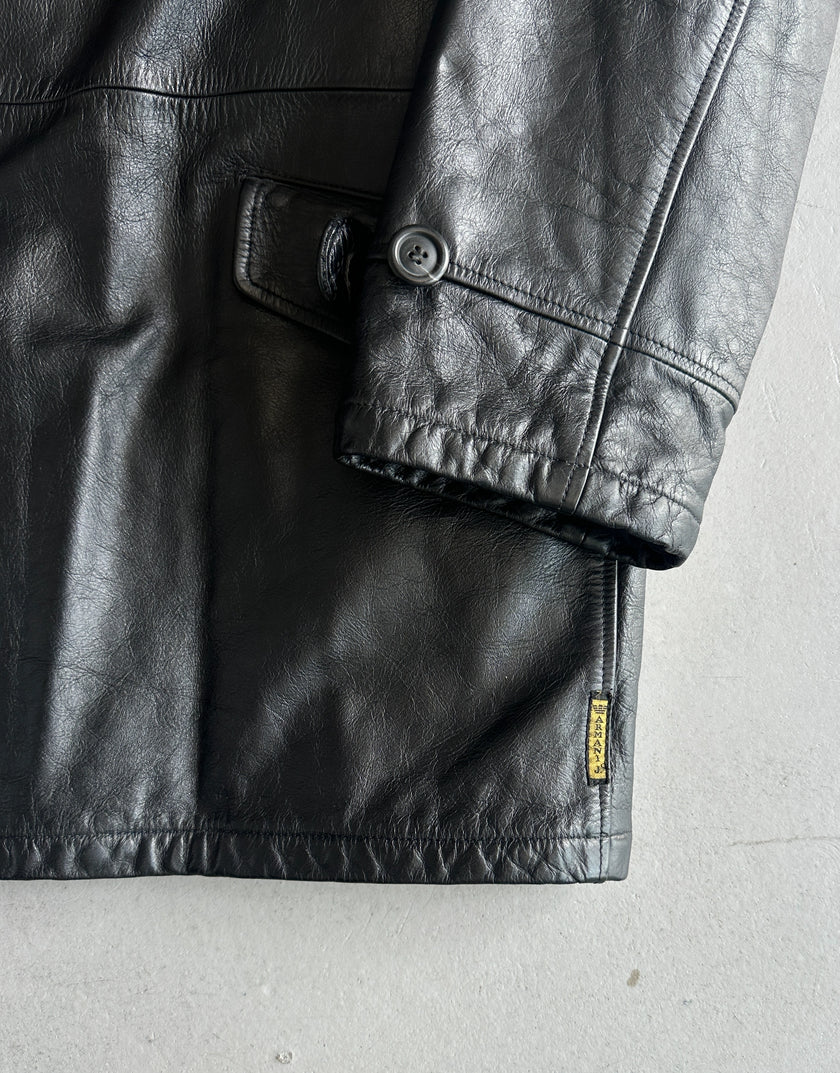 ARMANI JEANS - 1990s STRAIGHT FIT LEATHER JACKET