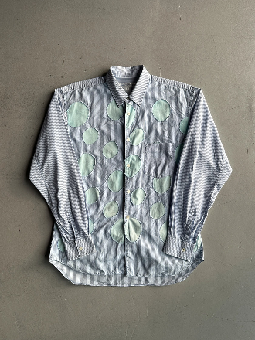 COMME DES GARÇONS SHIRT - S/S 2018 CUT OUTS FRONT MICRO STRIPED LONG SLEEVE SHIRT