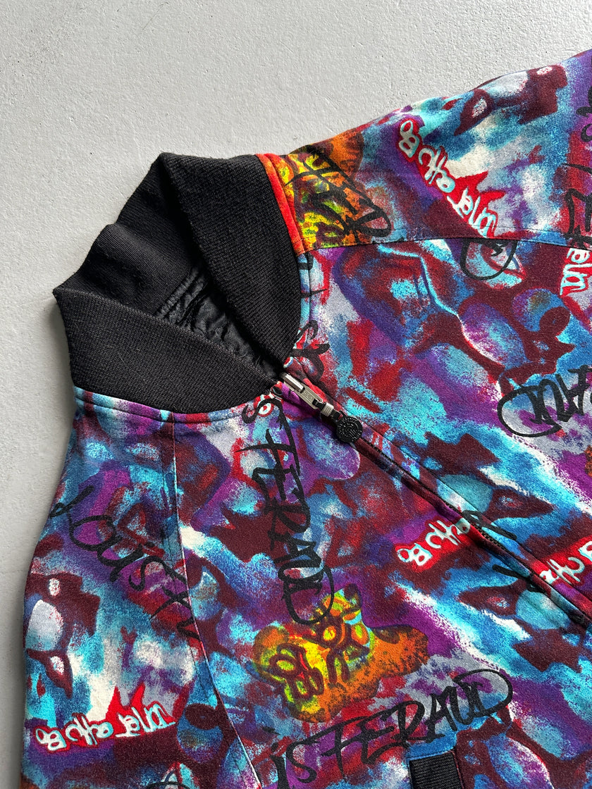 LOUIS FERAUD - 1980s REVERSIBLE BOXY FIT CROPPED BOMBER JACKET